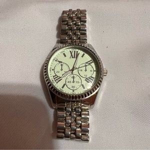 Ladies silver and light blue fashion watch